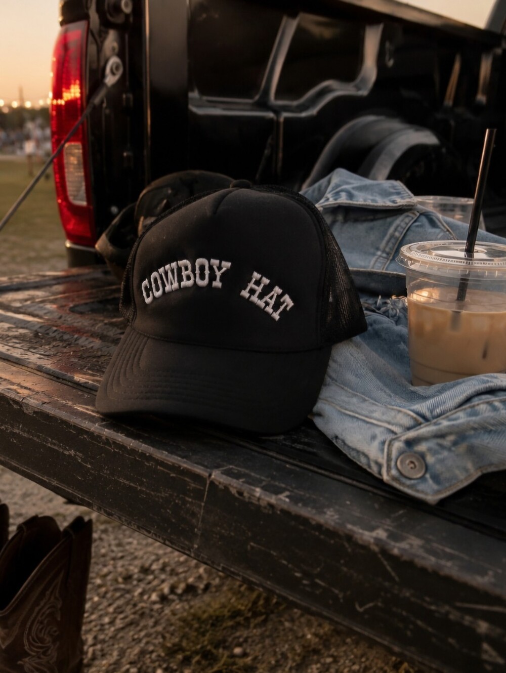 Cowboy Hat Trucker Hat - Black